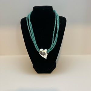 Avenue Chunky Beaded Heart Necklace